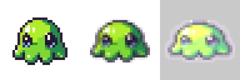 Slime spritesheet — idle, bounce, and hit frames